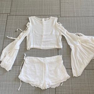 Summer set in white Top snd shorts festival outfit Size S